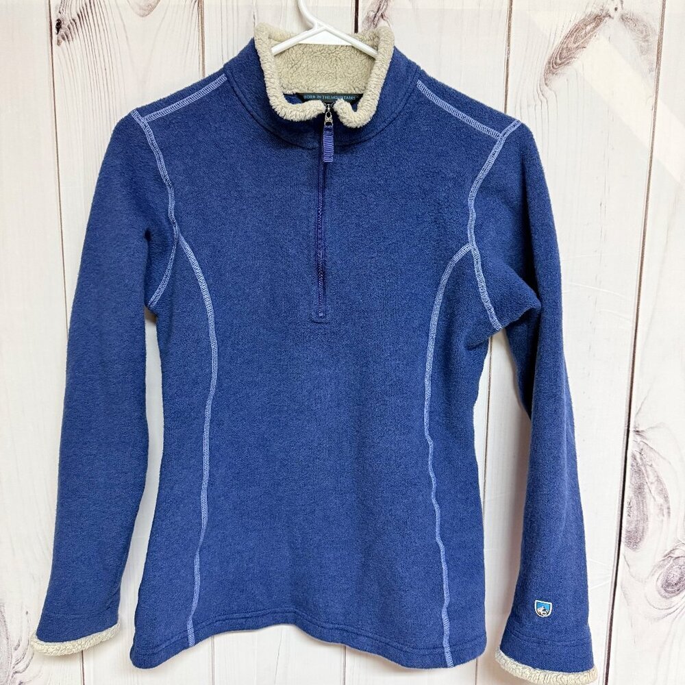 KÜHL‎ Women’s Alfpaca 1/4 Zip Fleece Medium Blue EUC